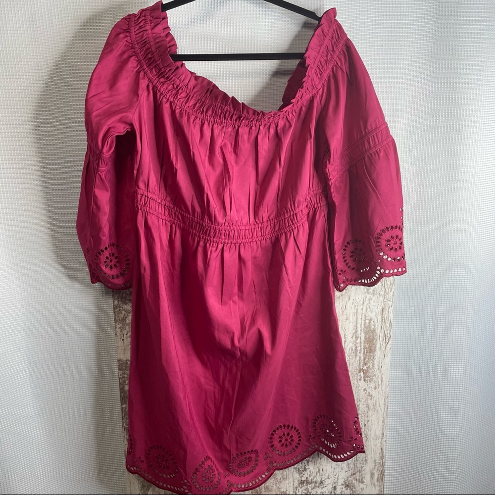 Venus Burgundy Off the Shoulder Dress Size 14